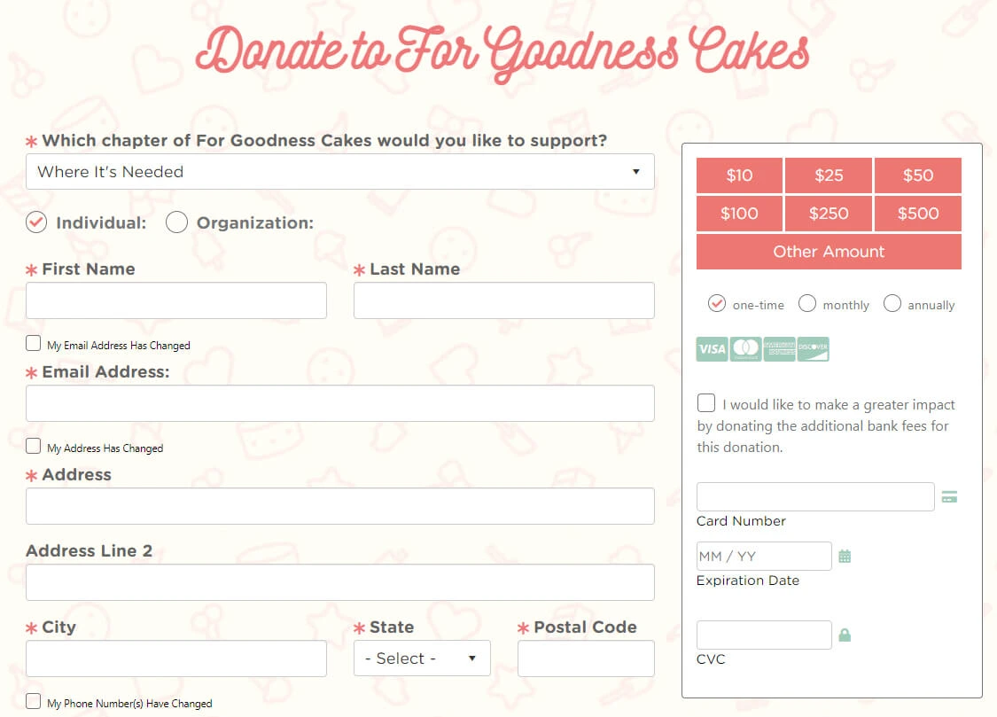 Argenta custom public donation page