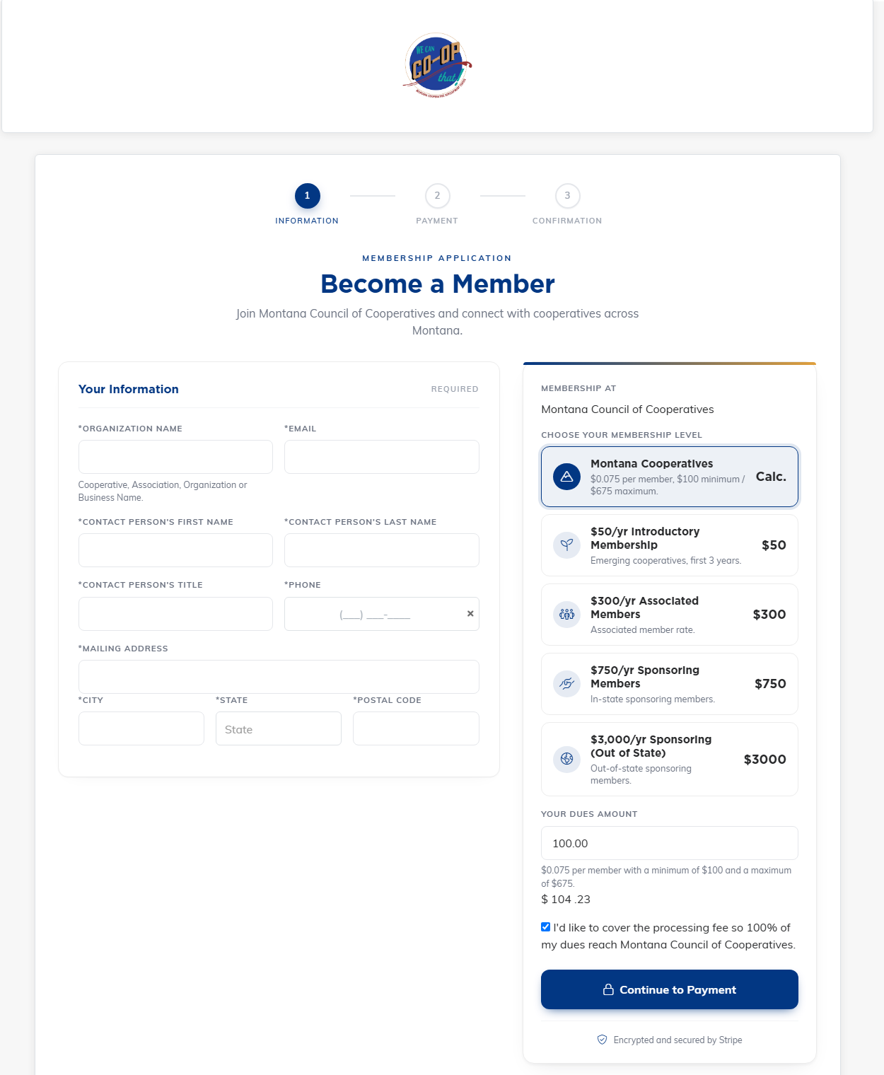 Argenta custom public membership form